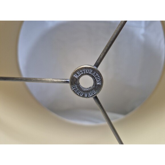 Vintage Restoration Hardware Ivory Silk Drum Roll With Slant Shade 8 1/2" T - Picture 2 of 16